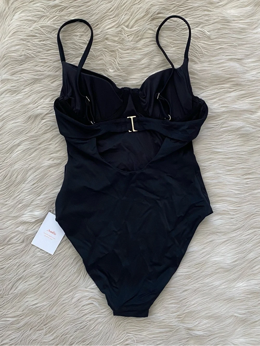 Andie Bermuda One Piece Swimsuit Black Underwire Bra Bust Support Bustier XS